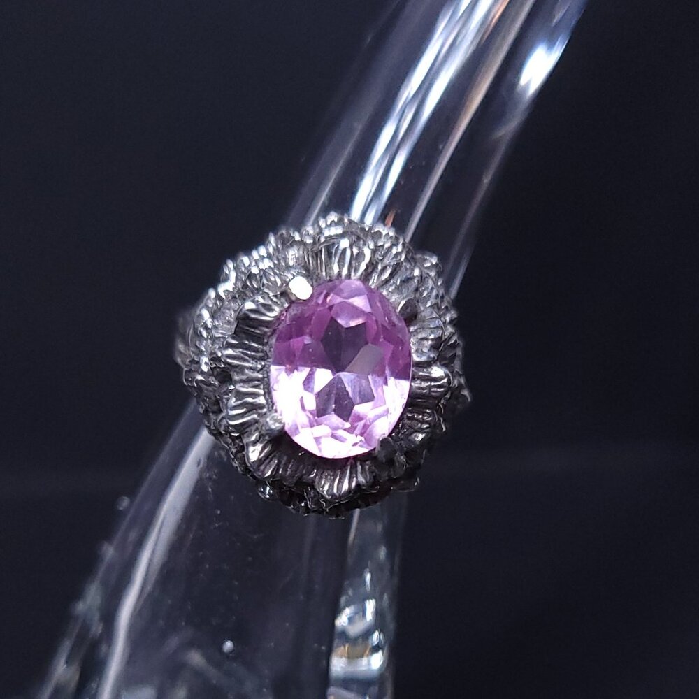 Vintage Filigree Pink and Silver Ring